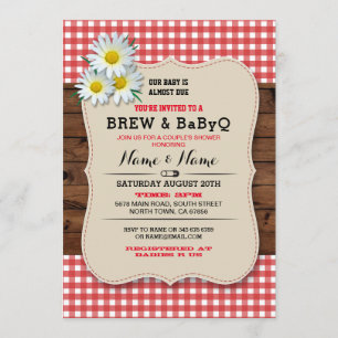 Gebräu und BABYQ Babyparty-rotes hölzernes Einladung