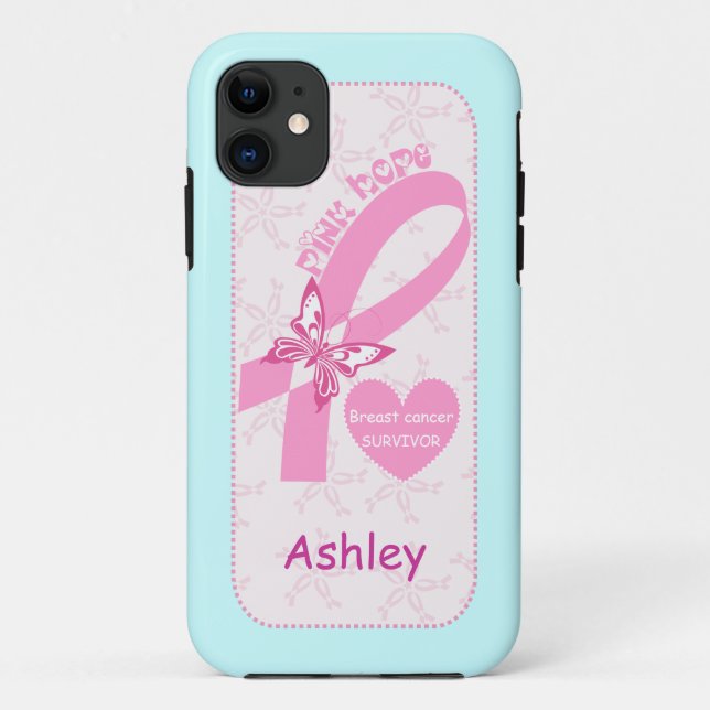 Gebräuchlicher Brust-Überlebende von Pink Ribbon Case-Mate iPhone Hülle (Rückseite)