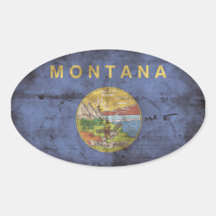 gebrauchte Montana-Flagge; Ovaler Aufkleber