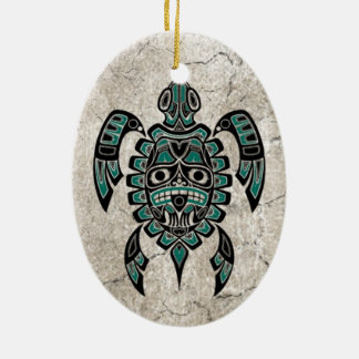 Gebrochene aquamarine blaue keramikornament
