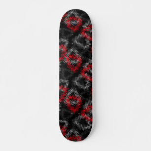 Gebrochene Herzen auf schwarzem Hintergrund rot un Skateboard