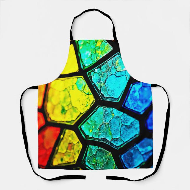Gebrochene Regenbogen-Glasmalerei-Kunst Schürze (Vorderseite)