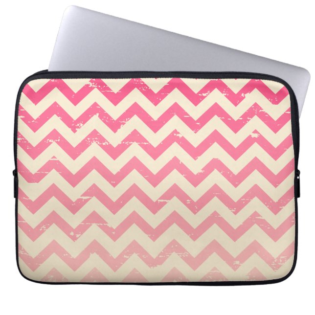 Gebrochene rosa Ombre Zickzack-Elektronik-Tasche Laptopschutzhülle (Vorderseite)
