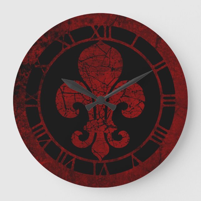 Gebrochene rote Lilie Große Wanduhr (Vorderseite)