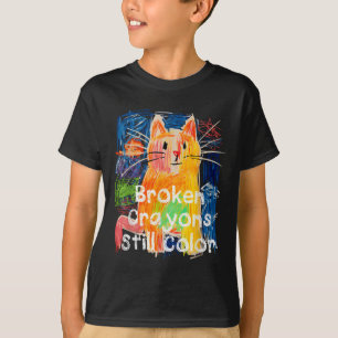 Gebrochene Wachsmalstifte färben immer noch Katzen T-Shirt