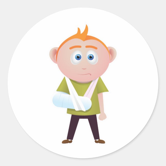 gebrochener Arm Runder Aufkleber (Vorderseite)