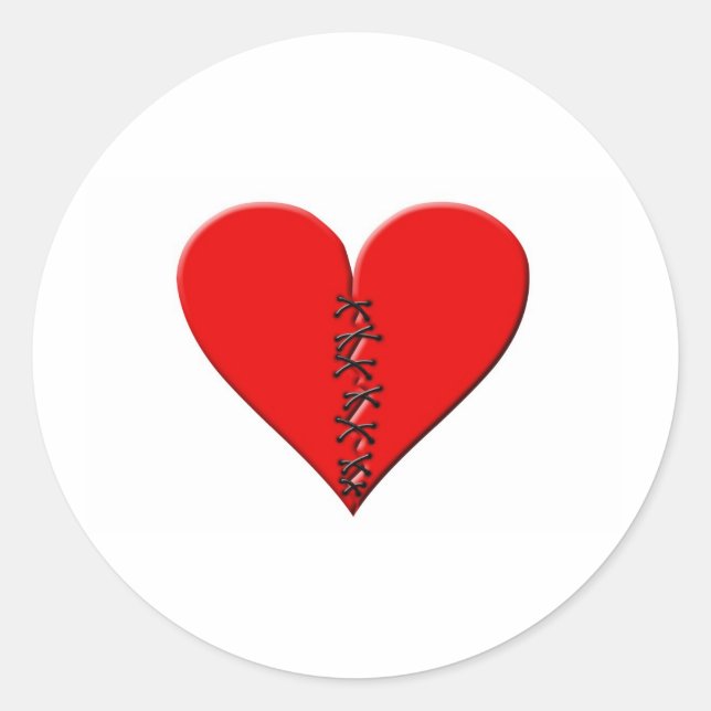 Gebrochenes , geflicktes Herz Runder Aufkleber (Vorderseite)