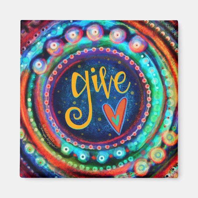 Gebt farbenfrohen Whimsical Trendy Heart Inspirier Magnet (Vorne)