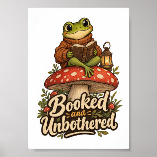 Gebuchter und ungestörter Frosch beim Lesen von Bü Poster