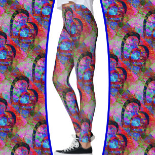 Gebundene Herzen mit Aquarellfarben-Blätter Leggings
