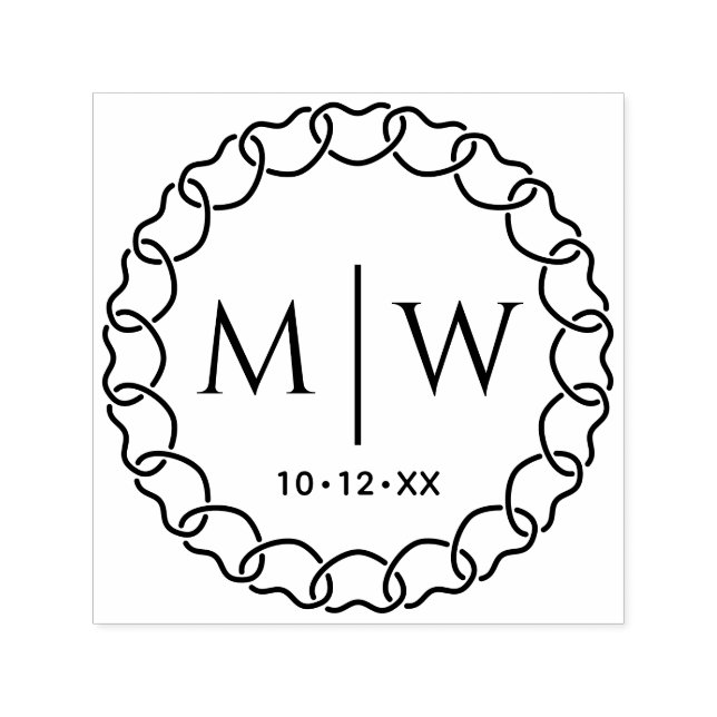 Gebundene Herzen Rahmen Zwei erste Hochzeitmonogra Permastempel (Design)