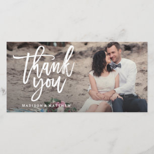 Gebürstete Hochzeit danken Ihnen Foto-Karte Dankeskarte