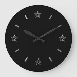 Gebürstete silberne Pentagramm-Uhr für Wiccans Große Wanduhr