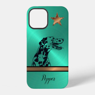 Gebürstete Stahl Gold Star Dalmatiner-Hund iPhone- iPhone 12 Hülle