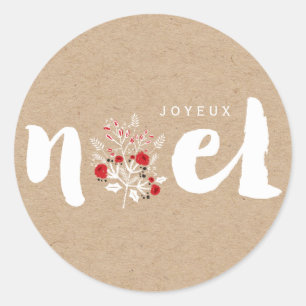 Gebürsteter Joyeux Noel Weihnachtsbelaubung Feiert Runder Aufkleber