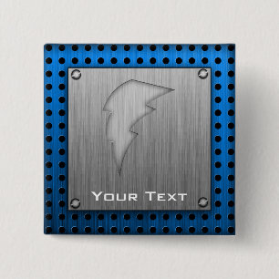 Gebürsteter Metall-Blick Blitz-Bolzen Button