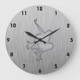 Gebürsteter Metall-Blick Skateboarding Große Wanduhr