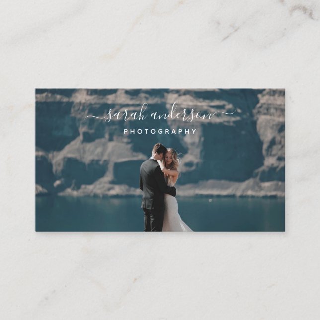 Gebürsteter Skript-moderner Typografie-Fotograf Visitenkarte (Vorderseite)