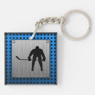 Gebürstetes Aluminiumblick Hockey Schlüsselanhänger