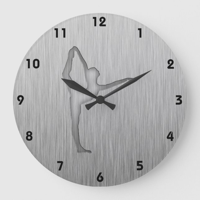 Gebürstetes Metall-Blick Ballett Große Wanduhr (Vorderseite)
