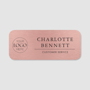 Gebürstetes Metallic-Roségold-Logo Mitarbeiter Namensschild