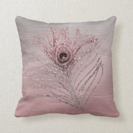 Gebürstetes Ombre mit Glitzer-Pfau Feather1 Kissen