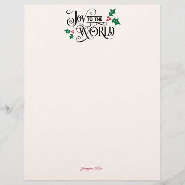 Geburt auf der Rückseite Joy to the World w Signat Briefbogen (Vorderseite)