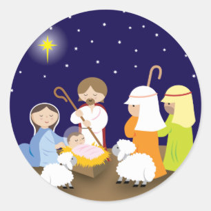 Geburt Christi des Lords Runder Aufkleber