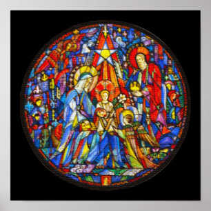 Geburt Christi gemalte Buntglas-Art Poster