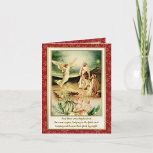 Geburt Christi Hirten & Engel Goldenes Weihnachten Einladung