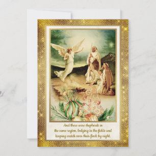 Geburt Christi Hirten & Engel Goldenes Weihnachten Einladung