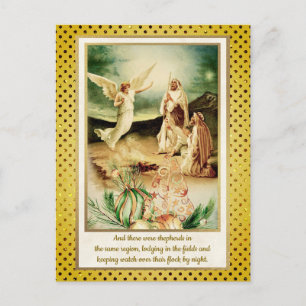 Geburt Christi Hirten & Engel Goldenes Weihnachten Postkarte