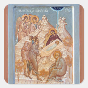 Geburt Christi Orthodoxe christliche Ikone Quadratischer Aufkleber