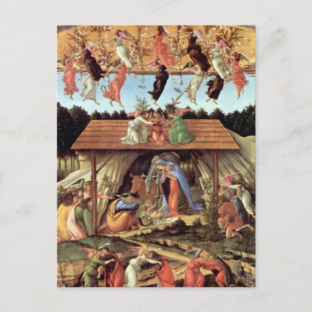 Geburt Christi von Botticelli, Weihnachtskrippe Postkarte (Vorderseite)