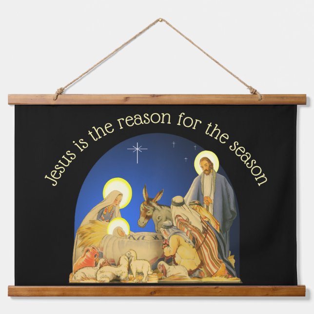 Geburt Christi Wandteppich Mit Holzrahmen (Vorne)