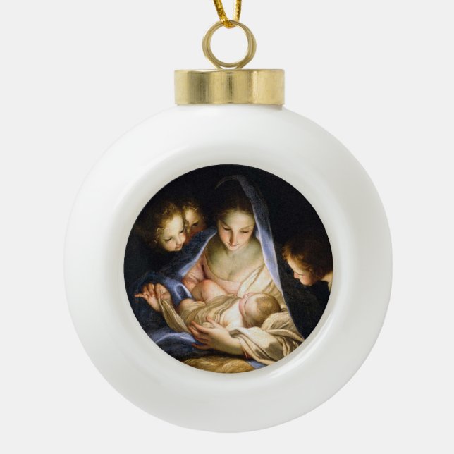 Geburt Christis-Szenen-Verzierung Keramik Kugel-Ornament (Vorderseite)