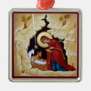 Geburt Christis-Verzierung Silbernes Ornament