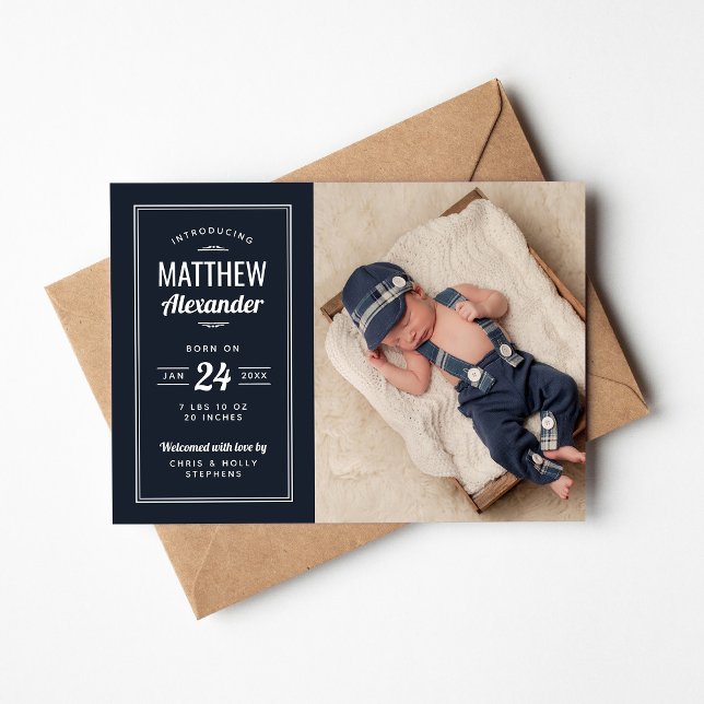 Geburt des Fotos "Navy and Gray Baby Boy" Ankündigung (Von Creator hochgeladen)
