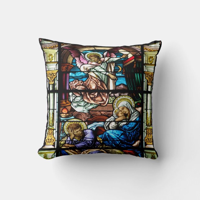 Geburt des Jesus-Buntglas-Fensters Kissen (Vorderseite)