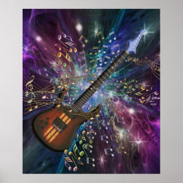 Geburt eines Gitarren-Raummusik-Posters Poster
