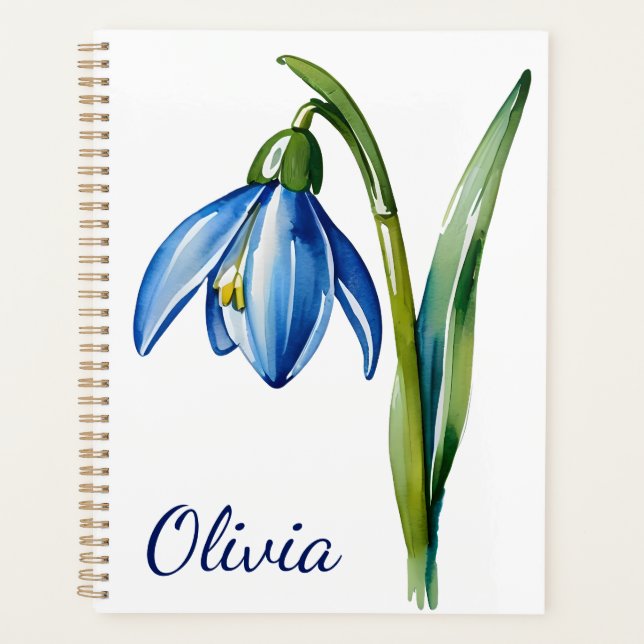 Geburt im Januar Blume Blauer Schneefall Blume Planer (Vorderseite)
