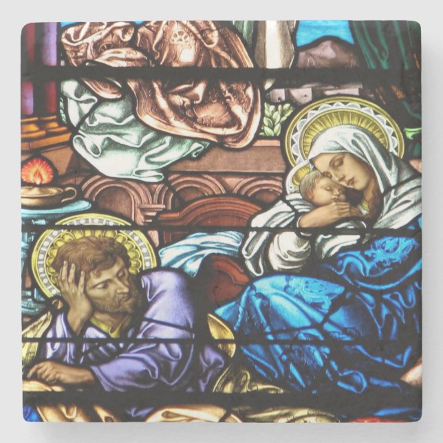 Geburt Jesusgläserfenster Steinuntersetzer (Vorderseite)