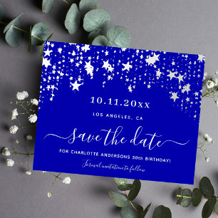 Geburt königlich blaue Sterne Save the Date Budget Flyer