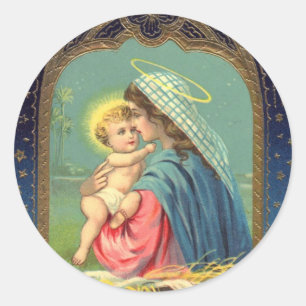 Geburt Mariä mit dem Baby Jesus Runder Aufkleber