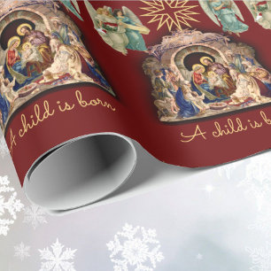 Geburt mit Engeln Weihnachten Baby Jesus Qualität Geschenkpapier
