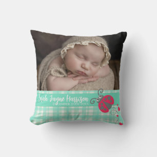 Geburt neugeborene Geschenk ladybug aqua grünes Ki Kissen