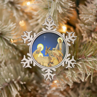 Geburt Schneeflocken Zinn-Ornament
