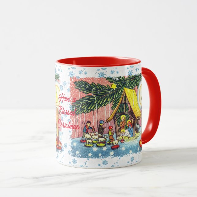 Geburt unter der Weihnachtsbaum-Tasse Tasse (VorderseiteRechts)