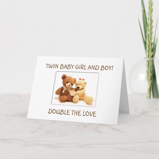 GEBURT VON **BABY GIRL AND BABY BOY** TWINS KARTE (Vorderseite)