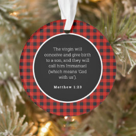 Geburt von Jesus Red Gingham Akropolis Ornament